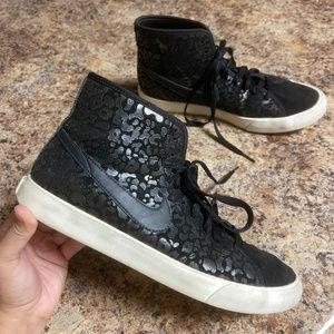 Nike Black Leopard Primo Court Sneaker Women Size 8.5